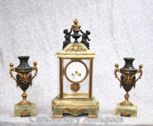 アンティークエンパイアオニキス金時計セット時計のケルビムガニチャ