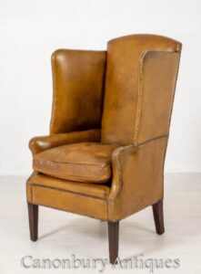 アンティークポーターの椅子-ジョージアンレザー年頃1800