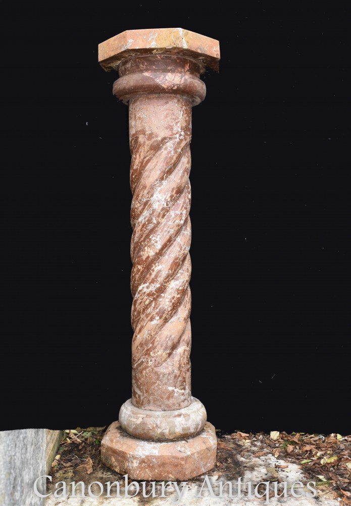 イタリア産大理石柱台座スタンドテーブル-バスト花瓶