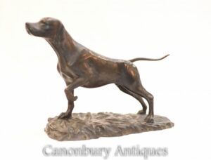 イングリッシュブロンズポインタードッグスタチュー-犬の彫刻
