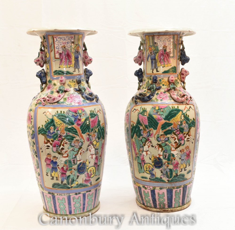 中国の広東花瓶のペア-広東の壷