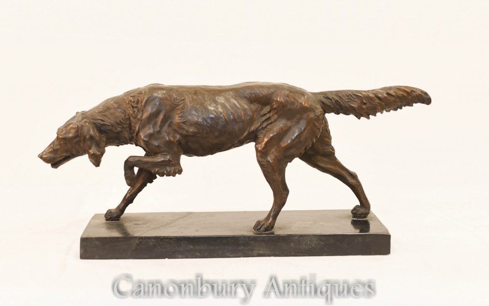 ブロンズレッドセッター犬の像-フランスの動物の鋳造物