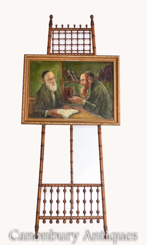 油絵ユダヤ人とラビの肖像画アンティークイディッシュユダヤ人の芸術1930年